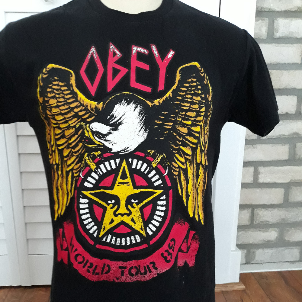 Obey Black Graphic Eagle Logo T-Shirt - Men